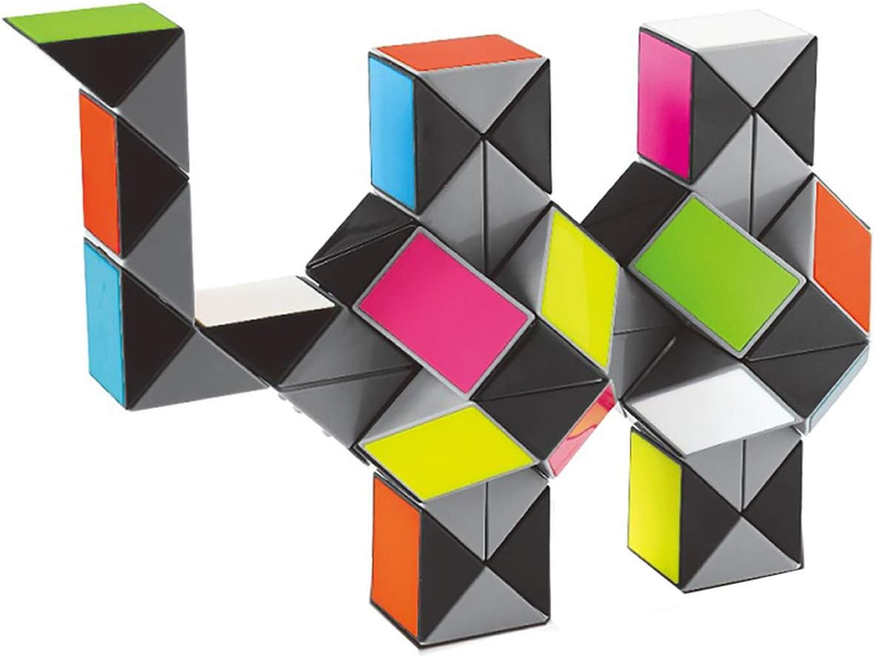 Larger Snake Cube Puzzle 72 Wedges Fidget Sensory Toy Vivid Rainbow 8 Colors Mag