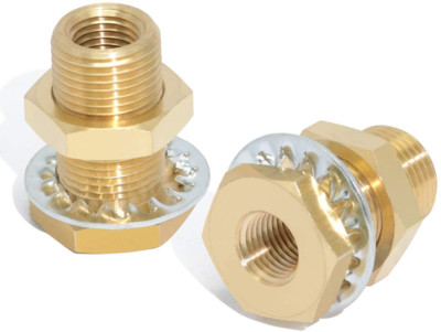 2Pcs Bulkhead Brass Pipe Fitting 1/4 Inch NPT Female Thread to 1/4 Inch NPT Fema