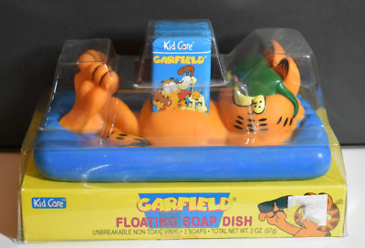 Vintage Garfield Floating Soap Dish By Kid Care New In Box With 3 Soap Bars
