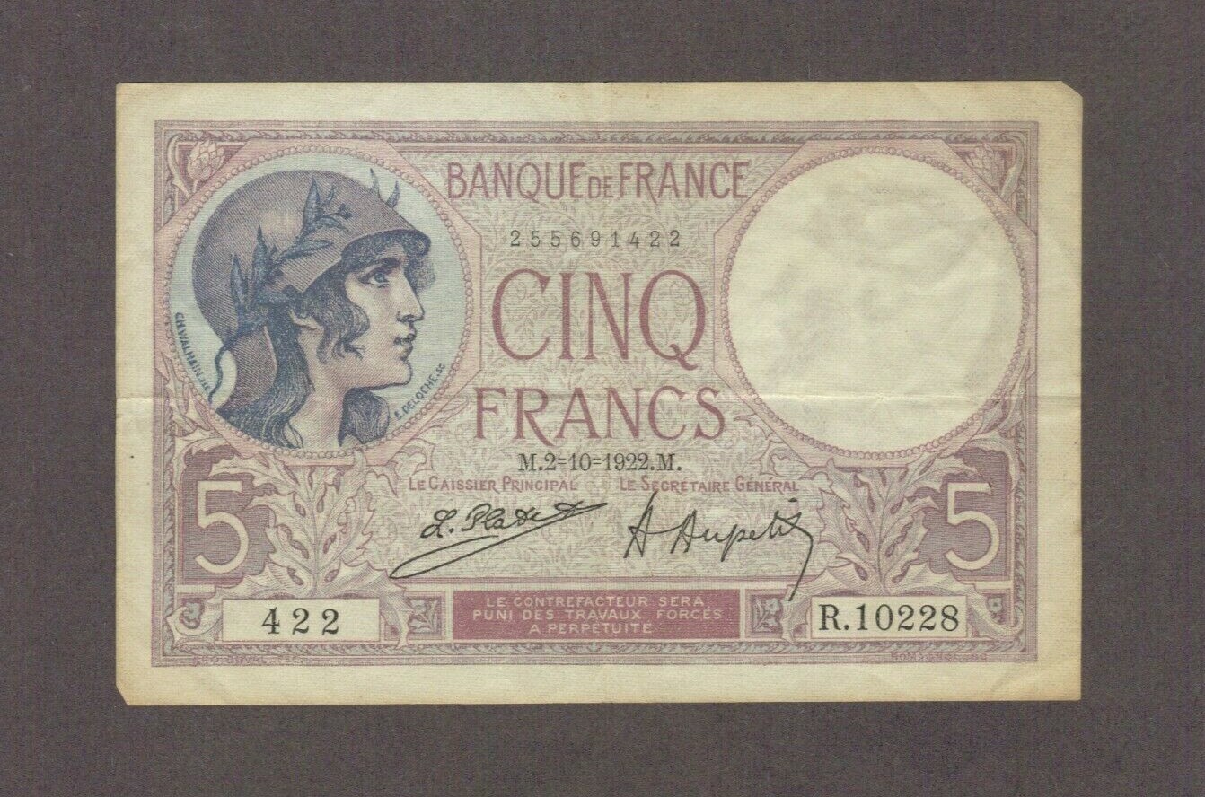 未使用 1944年 フランス 軍票 France 5 フラン francs 紙幣 Series of 1944 ~ Emis En France ~ 5 Francs Paper Currency | eBay