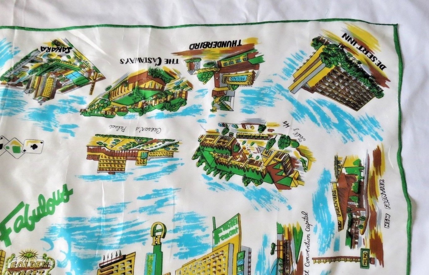 VINTAGE MID CENTURY LAS VEGAS SCARF - CASINOS - SAHARA, STARDUST, TROPICANA