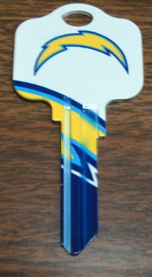 Great Gift Idea NFL LOS ANGELES CHARGERS KWIKSET KW1, KW10, KW11 UNCUT KEY BLANK