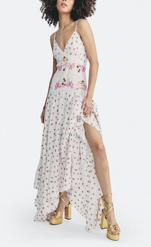

Loveshackfancy Free People Платье макси с вышивкой вишневым бантом Fifer  495 долларов США, Белый