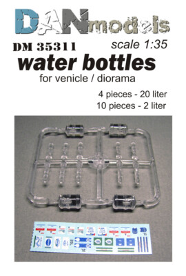 Dan Models 35311 Water Bottles for Vehicle/Diorama 14 pcs + Decal 1/35 scale kit