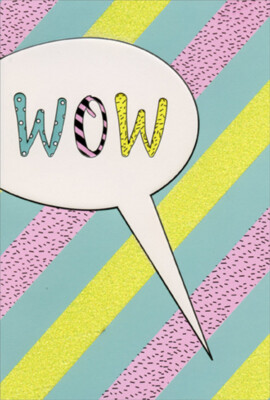 Pictura WOW Talk Bubble on Pink Yellow Blue Diagonals Nurse's Day Card