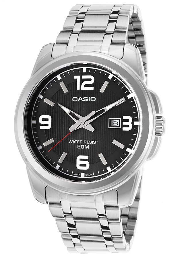 Casio Men's Silver-Toned Stainless Steel Quartz Watch w/ Black Dial MTP1314D-1A 79767930752 | eBay