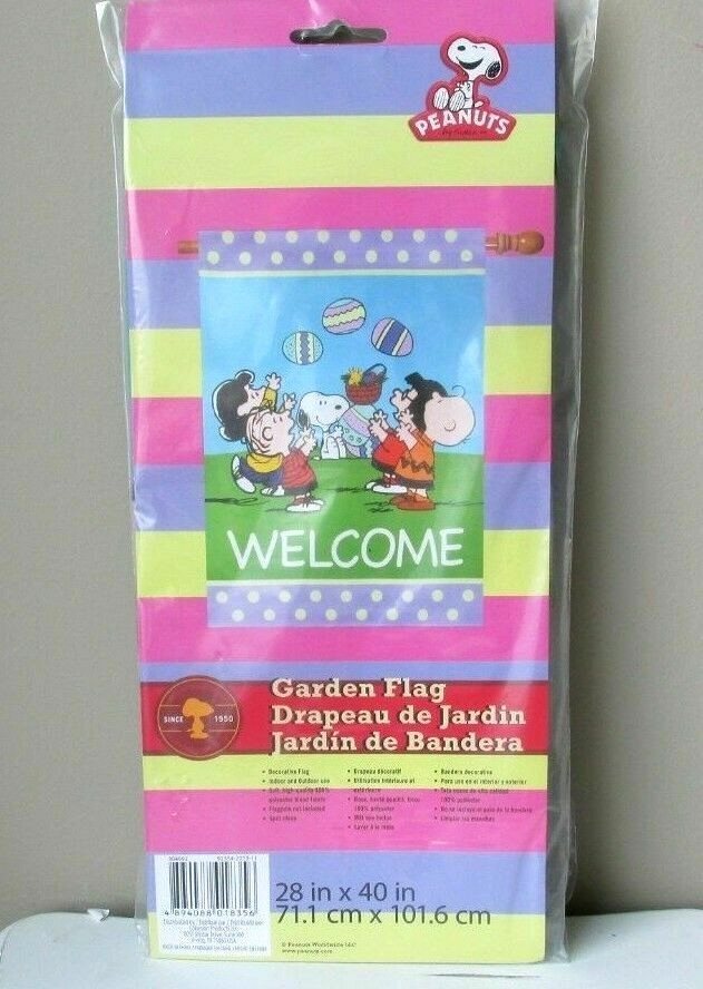 SNOOPY Beagle Charlie Brown Lucy Peanuts Gang NEW Easter Yard House Garden Flag