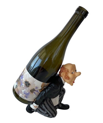 FREE SHIP James The Butler Wine Bottle Caddy Holder Kitchen Bar Host Gift Idea