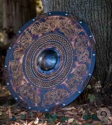 Medieval Round Viking Shield Unique Vintage Design Shield Wooden 24'' Viking Gift
