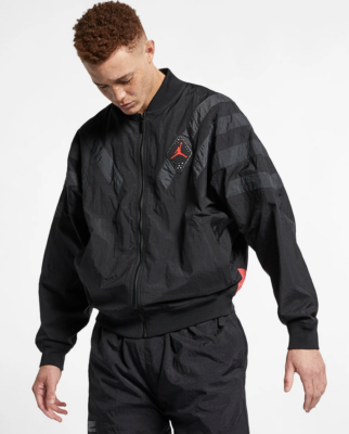 Large Nike BV5405 010 Air Jordan Legacy AJ 6 Nylon Jacket Black