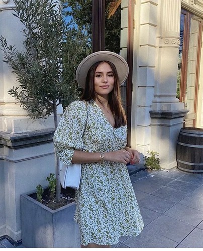ZARA NEW WOMAN SHORT FLORAL PRINTED DRESS WITH BELT GREEN S