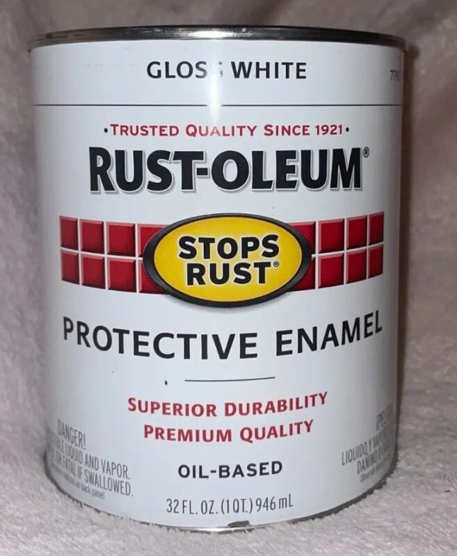 4 Pack Gloss White RustOleum Protective Enamel Paint Stops Rust 1 Quart 32 Ounce