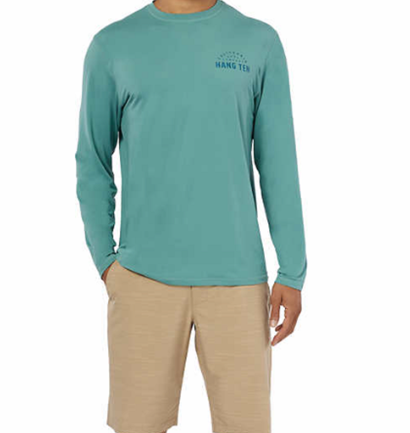 New Hang Ten Men’s Long Sleeve Sun Tee Shirt UPF 50+ Protection Great Gift NWT