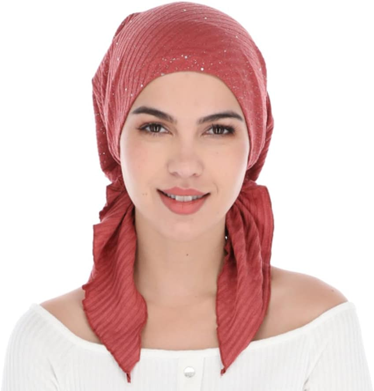 Pretied Head Scarves for Women Featuring a Unique Sparkly Foil Finish and Stretc