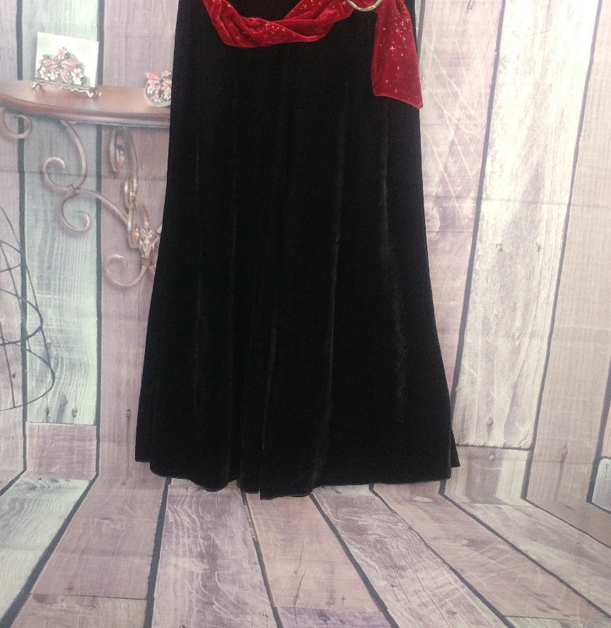 girls size 7 red black crushed velvet wide leg jumpsuit holiday N14