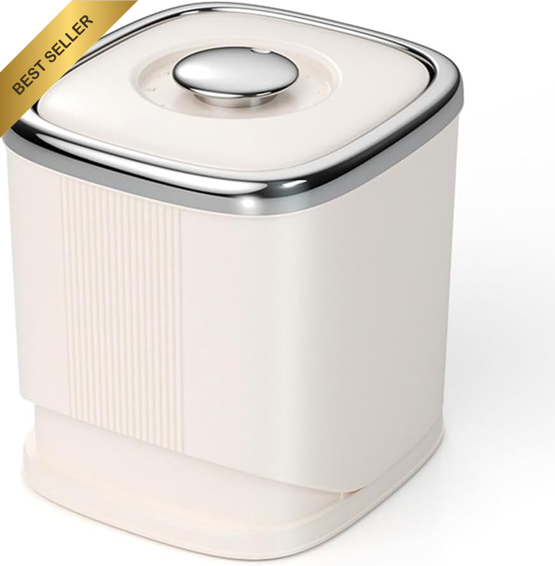 Large White Rice Storage Container & Dispenser, Moisture-Proof, Anti-Tip Design