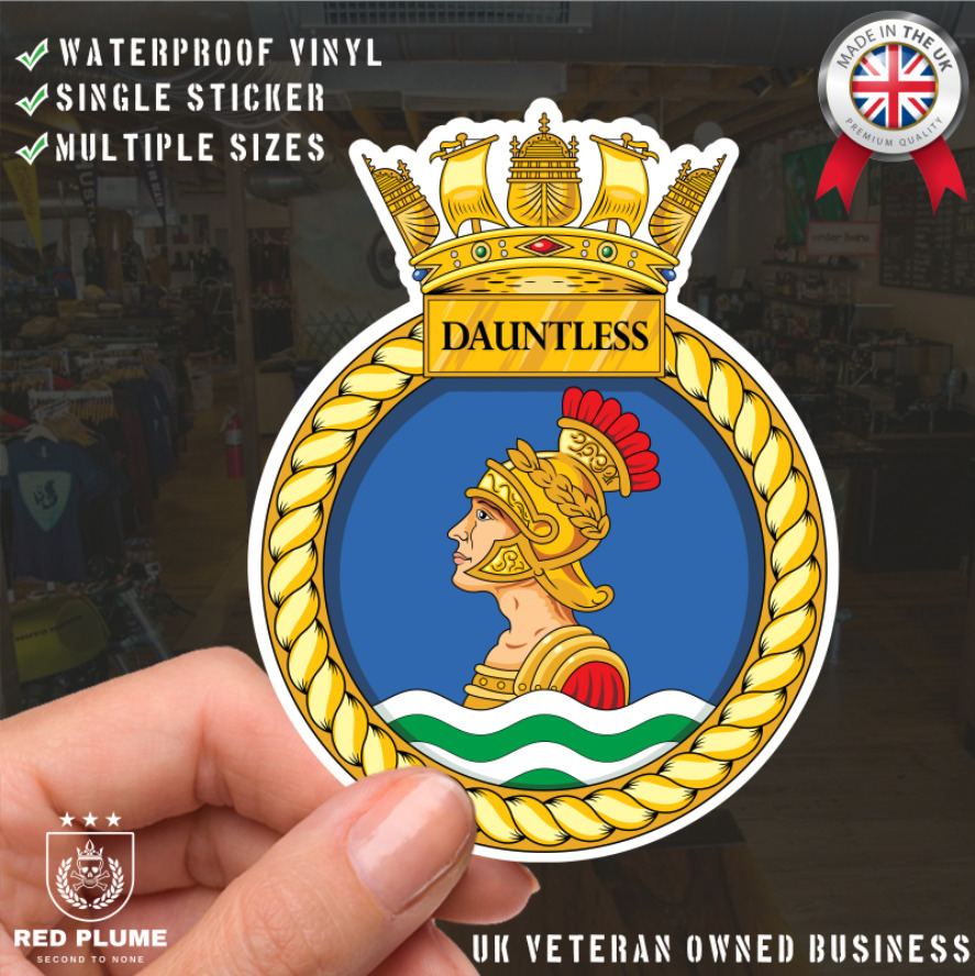 Royal Navy HMS Dauntless Waterproof Vinyl Sticker - Multiple Sizes - Picture 1 of 9