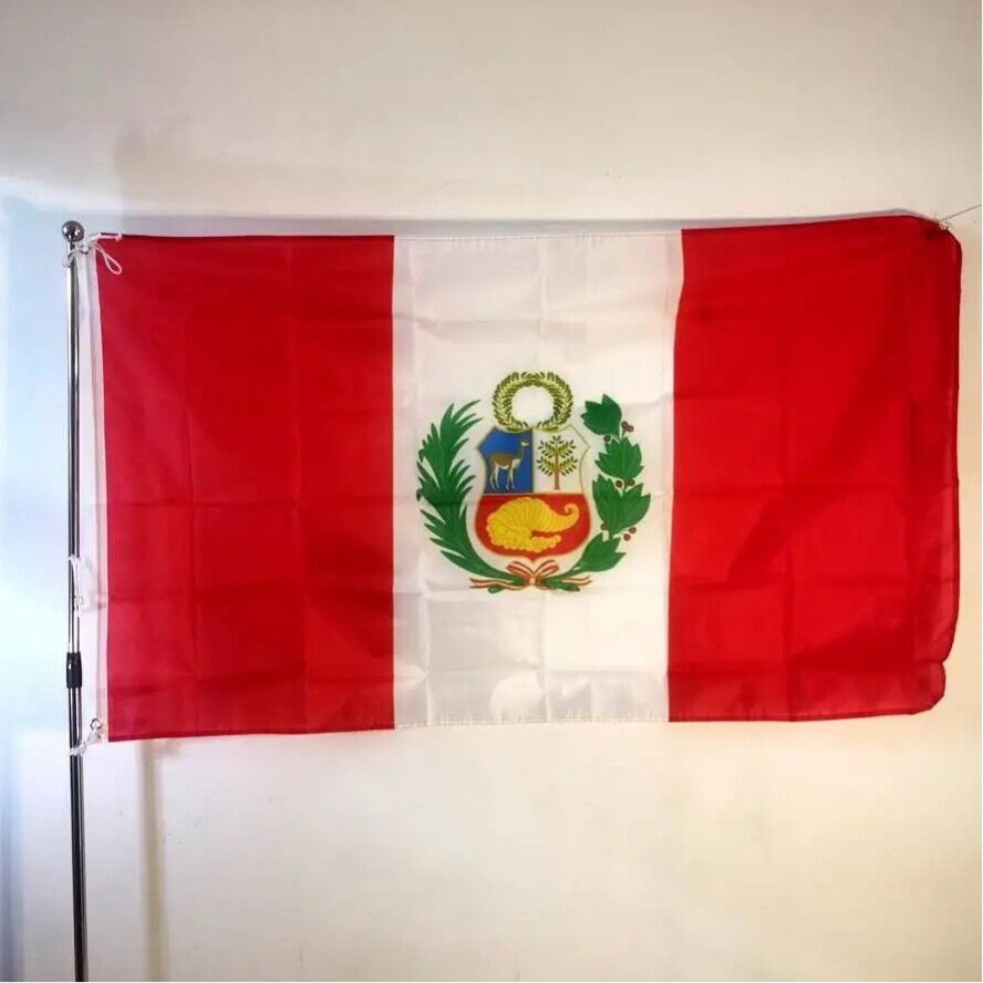 Drapeau national du Pérou, traditionnel officiel, 90 x 150 cm, péruvien