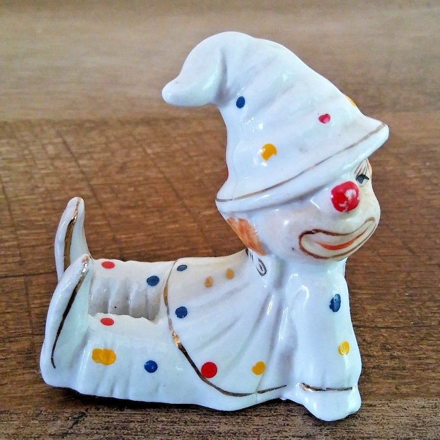 TUMBLING CLOWNS Figurine Set Hand Painted Ceramic Vintage