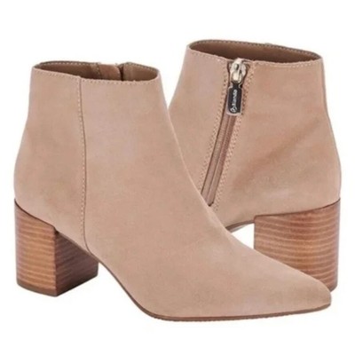 Blondo Tasel Tan Suede Zip Up Ankle Booties Size 9 NWOT Waterproof Mushroom