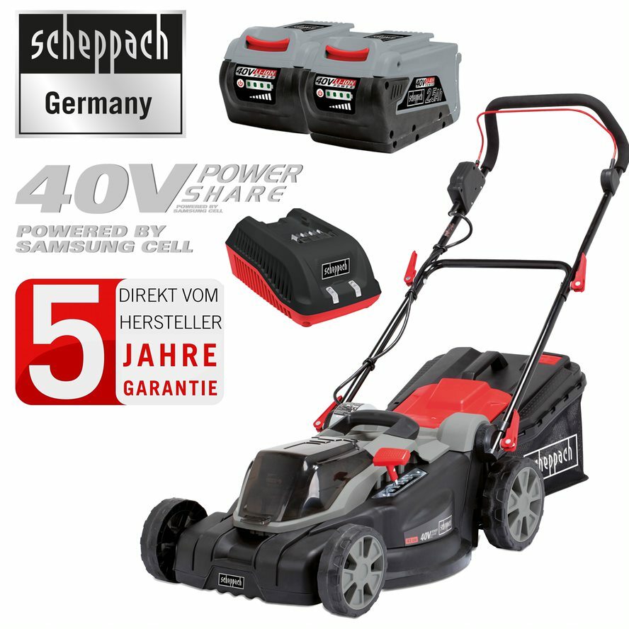 Scheppach 40V Akku Rasenmäher MP43-40Li Akkumäher 43cm + 2x Akku & 1x Ladegerät