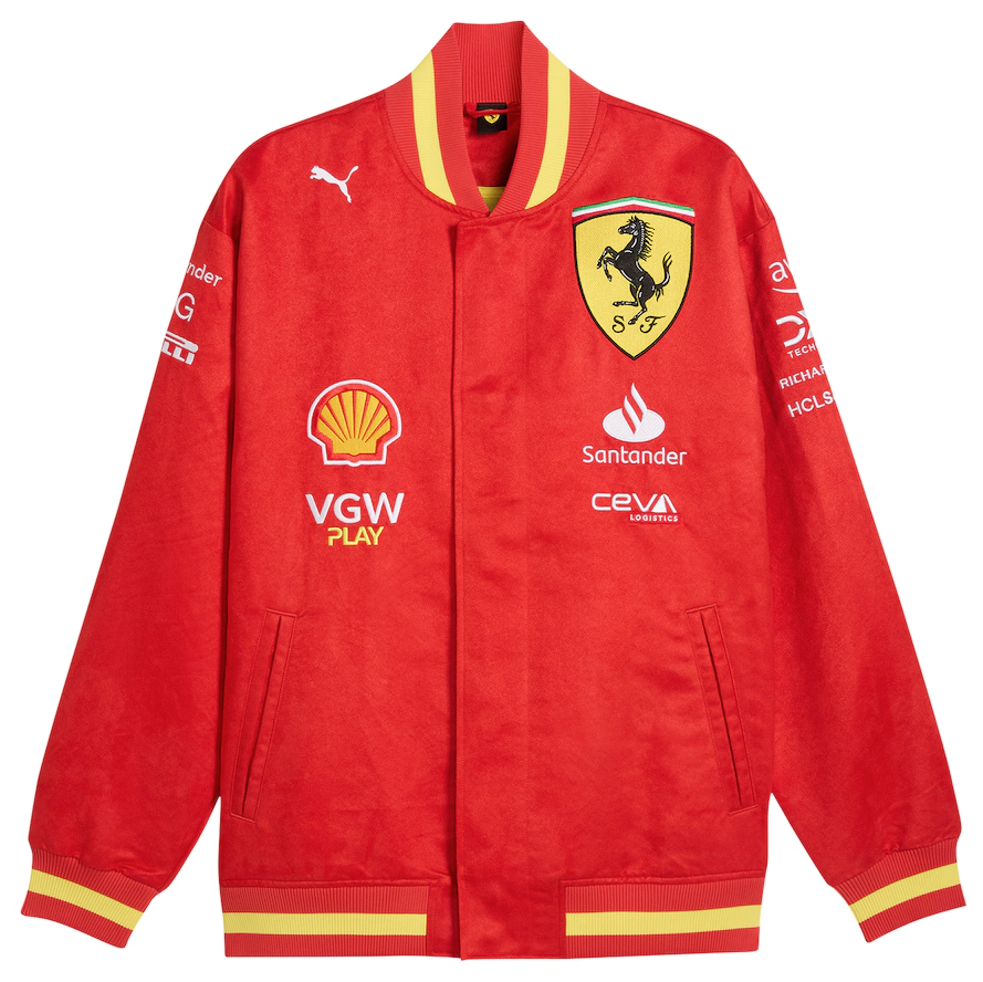 Pre-owned Puma Scuderia Ferrari F1 Official Varsity Bomber Jacket Special Edition  Red 2024