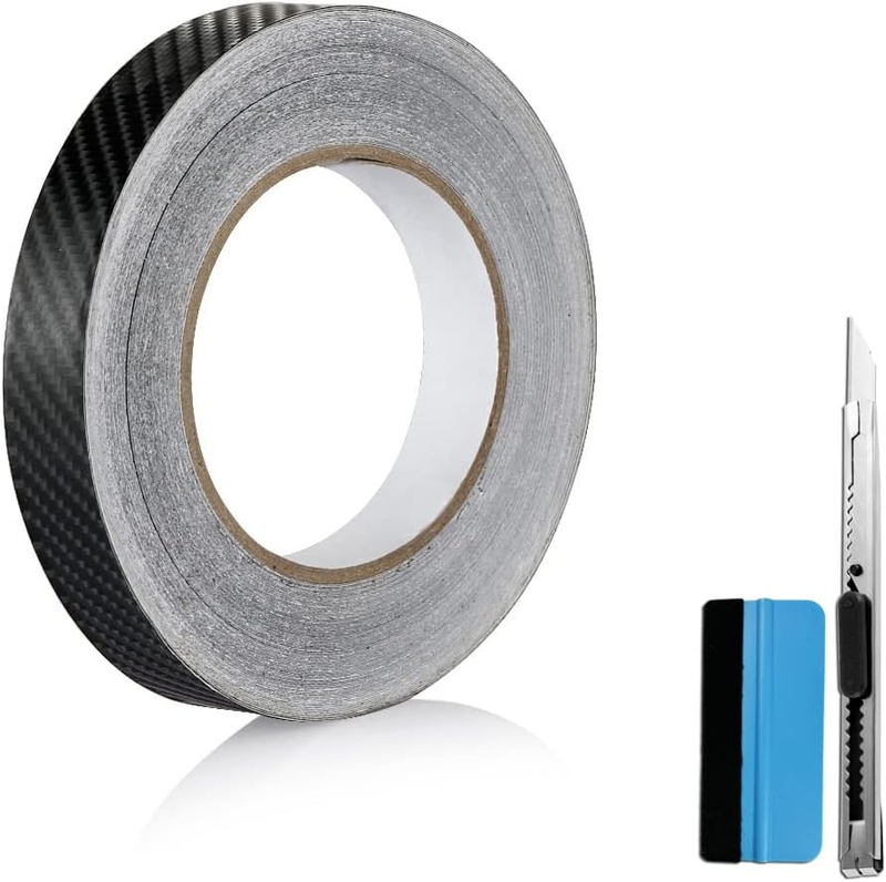 Free Tool Kit 3D Carbon Fiber Vinyl Tape for Black Out Chrome Delete Window Trim