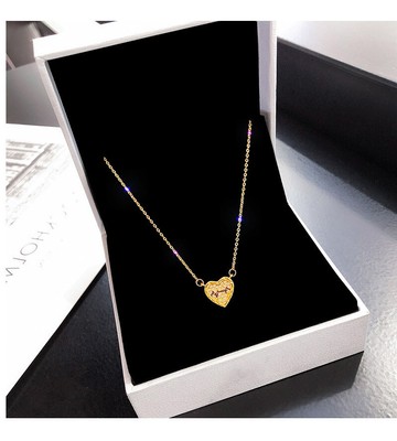 Life line gold pendant women heart shaped heartbeat necklace cardio line N654