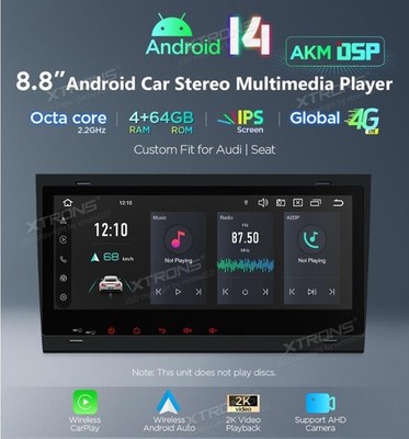 AUTORADIO GPS Audi A4 Android 14 4GB+64 8CORE WiFi 4G XTRONS PX84AA4LHGS Carplay