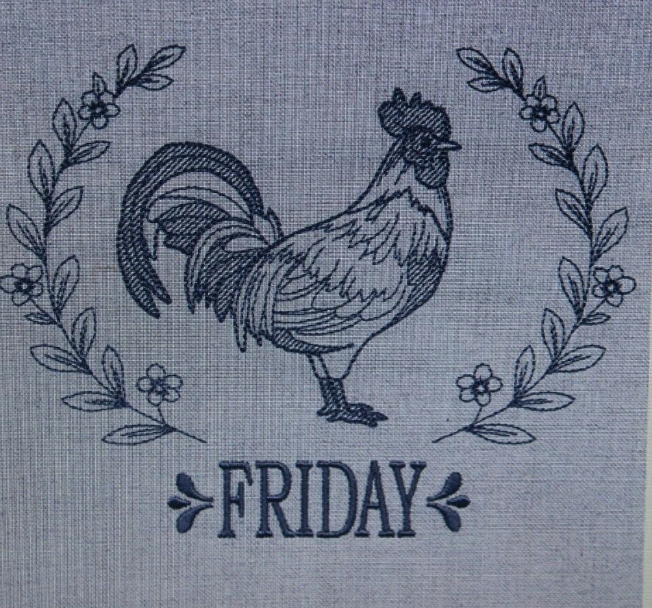 Farm animals Days of the Week Embroidered Floursack Towel Set New