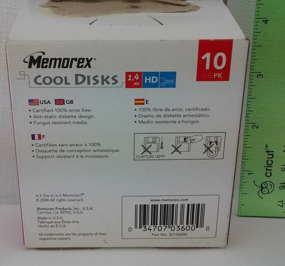 Memorex HD Cool Disks Diskettes Box Of 10 Unused 1.4 MB 3.5
