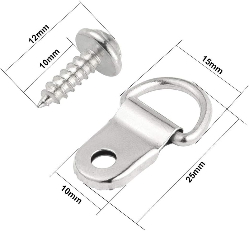 50 Pack D Ring Picture Frame Hanging Hangers with Screws for Picture Hanging Hom