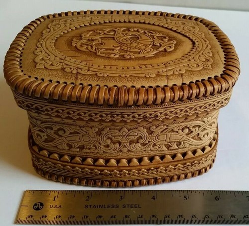 Handcrafted Griffon Mythical Creature Russian Birch Bark Jewelry and Trinket Box