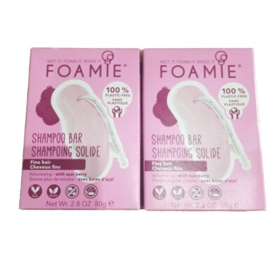 FOAMIE Solid Shampoo Bar w/ Acai Berry 2.8oz 80g for Fine Hair 2 Pack New