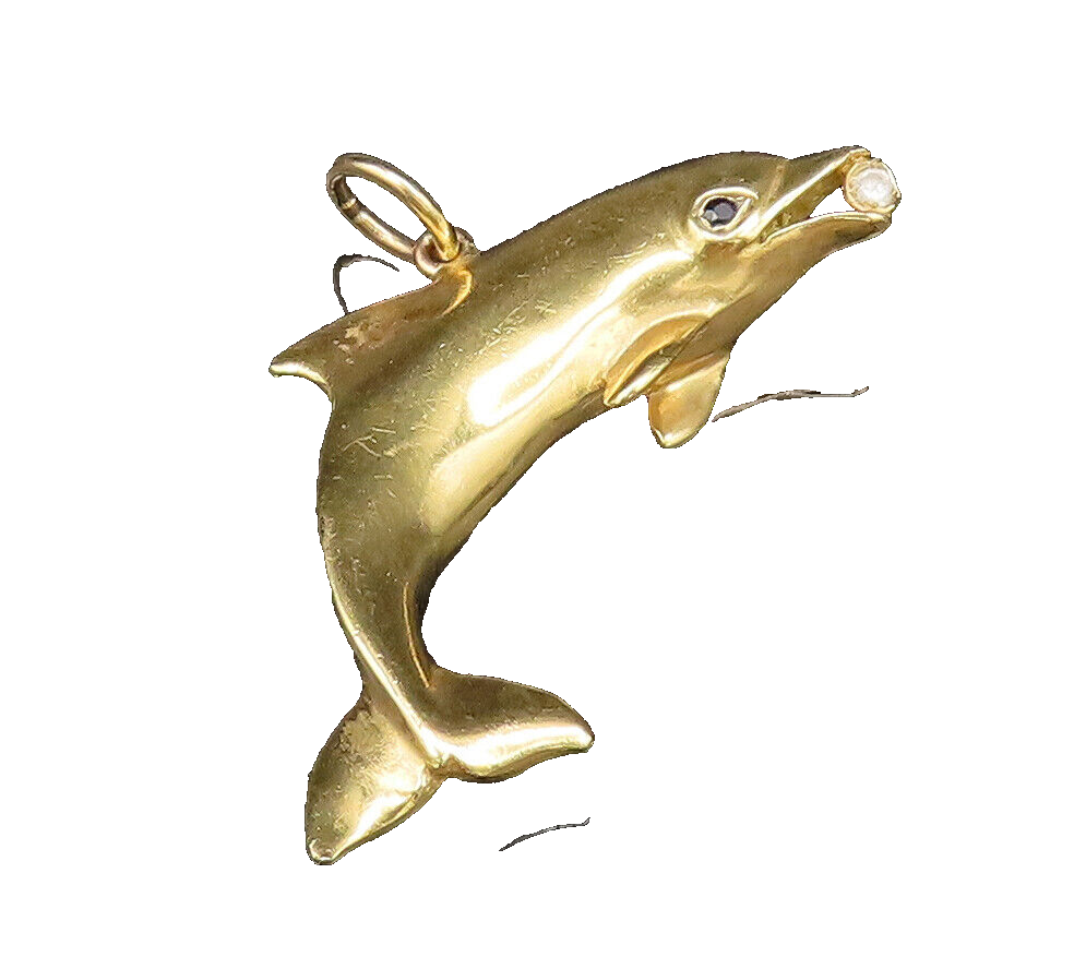 TIFFANY & CO. 18K GOLD Vintage Sapphire & Diamond Dolphin TIFFANY & CO. 18K GOLD Vintage Sapphire & Diamond Dolphin