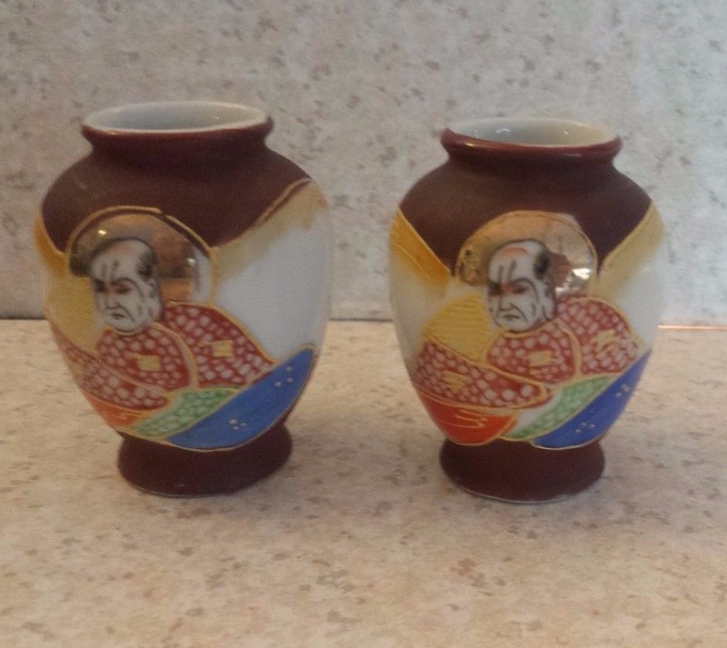 Pair Vintage Mini Vases Made In Occupied Japan Hand Painted