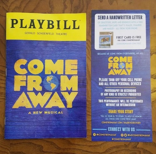 Come From Away Playbill Broadway Show Schoenfeld Theatre New York City 2019