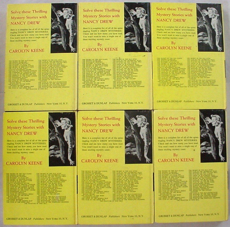 Nancy Drew 6 Lot nos.32, 33, 34, 36, 37, 38 Yellow Spine Picture Cover Editions
