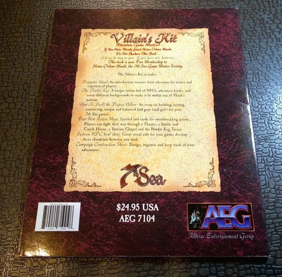 7th Sea  Villain's Kit SC d20 AEG 7104 Novus Ordum Mundi Membership