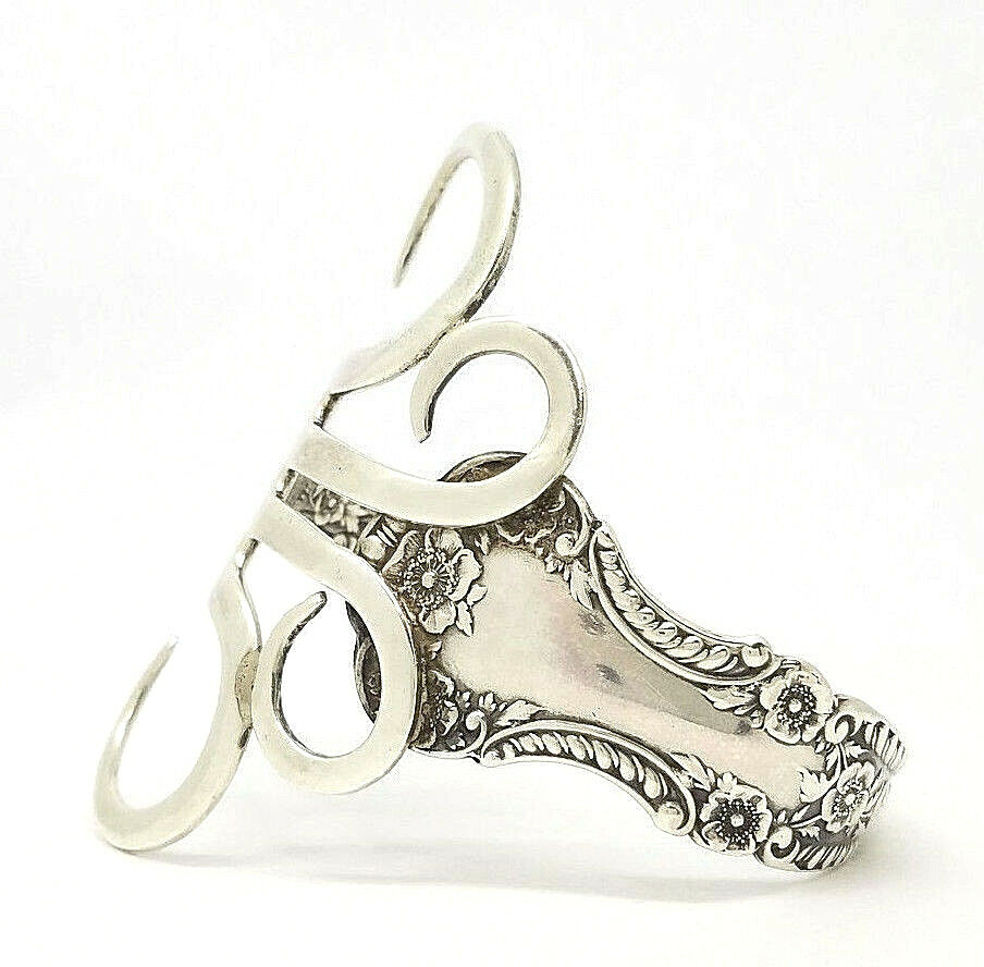 Vintage Sterling Silver Fork Cuff Signed 37.73 grams Spoon Bracelet