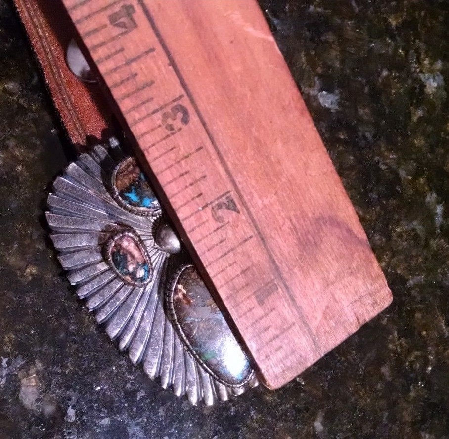 Vintage David Tune sterling silver an natural stone belt buckle Native American