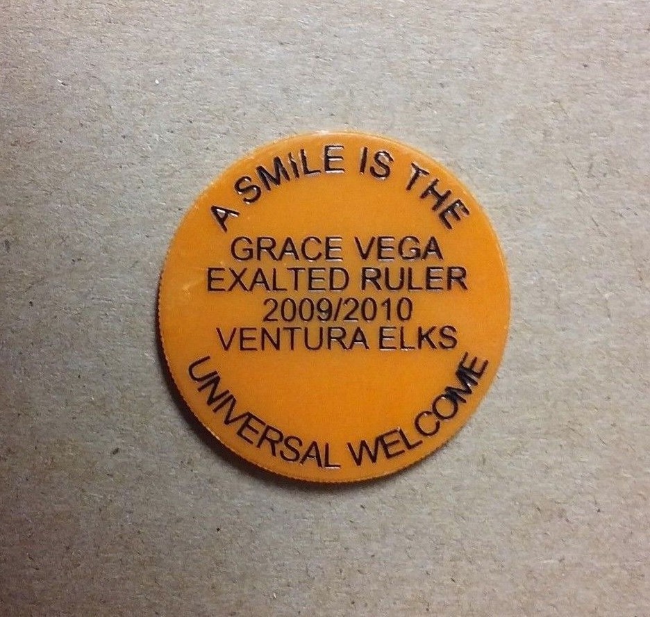 VENTURA CALIFORNIA ELKS CLUB LODGE DRINK TOKEN TUMBLER W/ ICE CUBES GRAPHIC