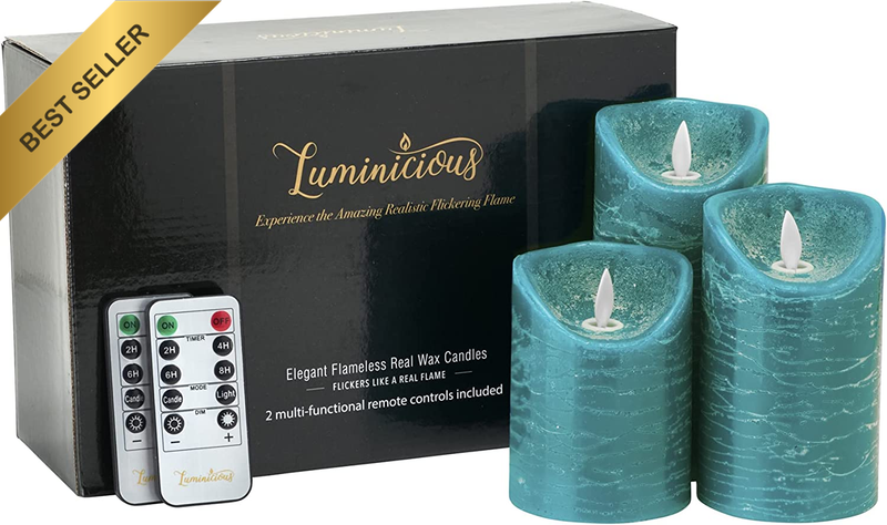 Flameless Flickering LED Pillar Candle Battery Operated Real Wax with 2 Remotes