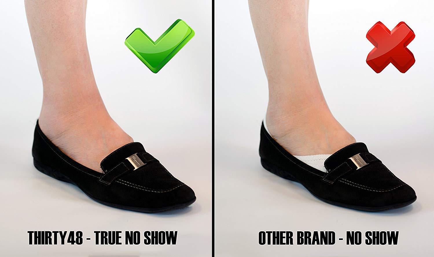 Thirty48 Women’s No Show Loafer Socks, Boat Shoe Liners with Non Slip Grip