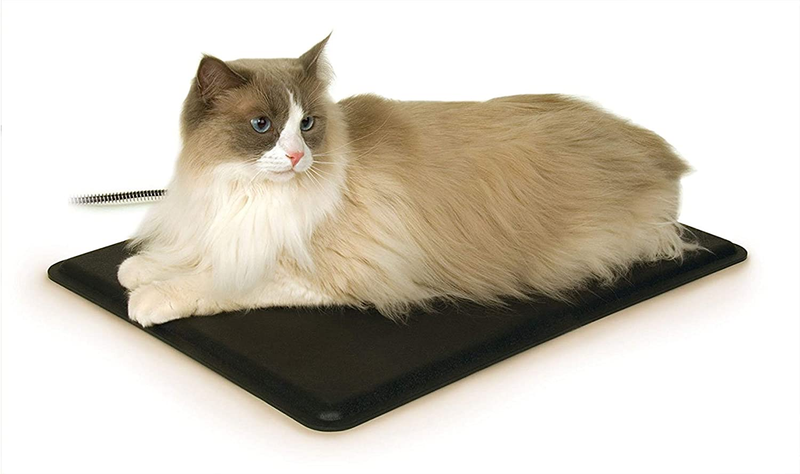 Heated Extreme Weather Cat Pad Outdoor, Waterproof Cat Heated Bed, Pet Warmer for outside and Feral Cats, Indoor and Outdoor Warming Cat House Mat, Black Small 12.5X18.5In 40W