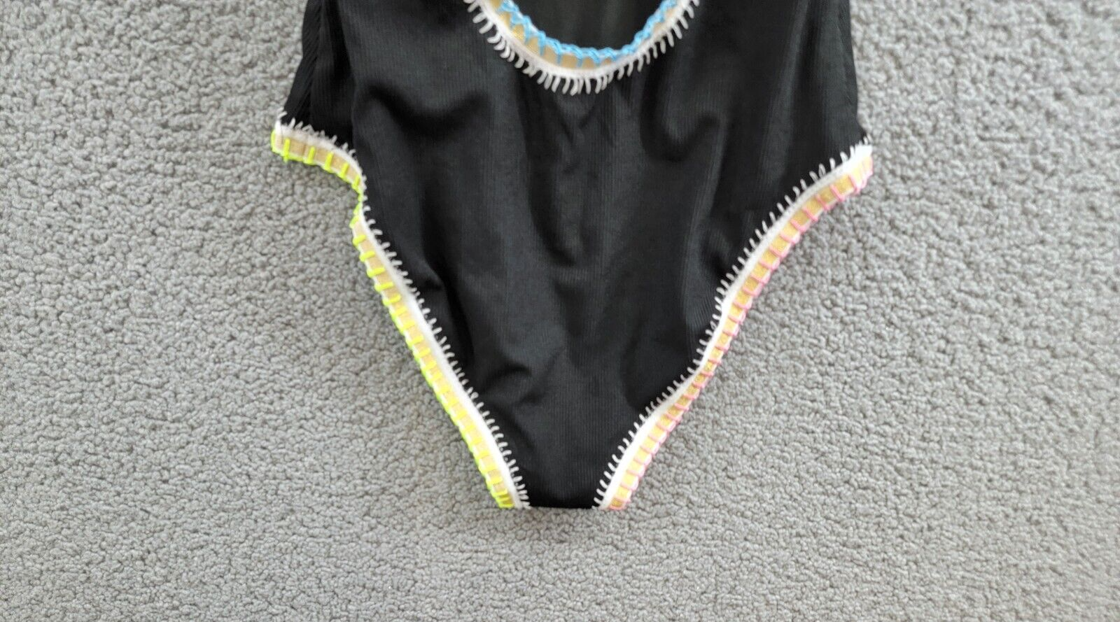 Ferrarini x PQ Crochet-Trim One-Piece Swimsuit Women's L Black Multi Tie Closure - Picture 11 of 13