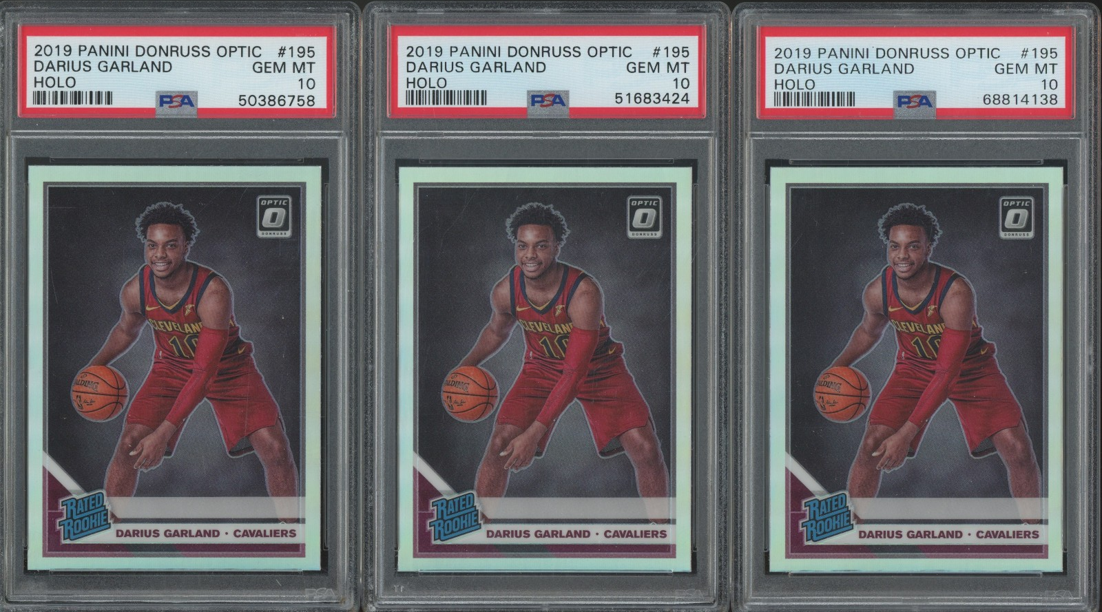 2019 Panini Donruss Optic Holo #195 Darius Garland RC Gem Mint PSA 10 Lot Of 3