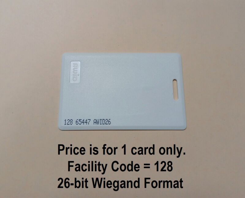 Awid Proximity Card Awid26 Prox Card, Clam Shell, New, Facility Code 128, Usa Ca