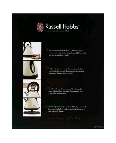 Russell Hobbs Electric Cordless Kettle Fast Water Boil Tea Kitchen Stove Coffee