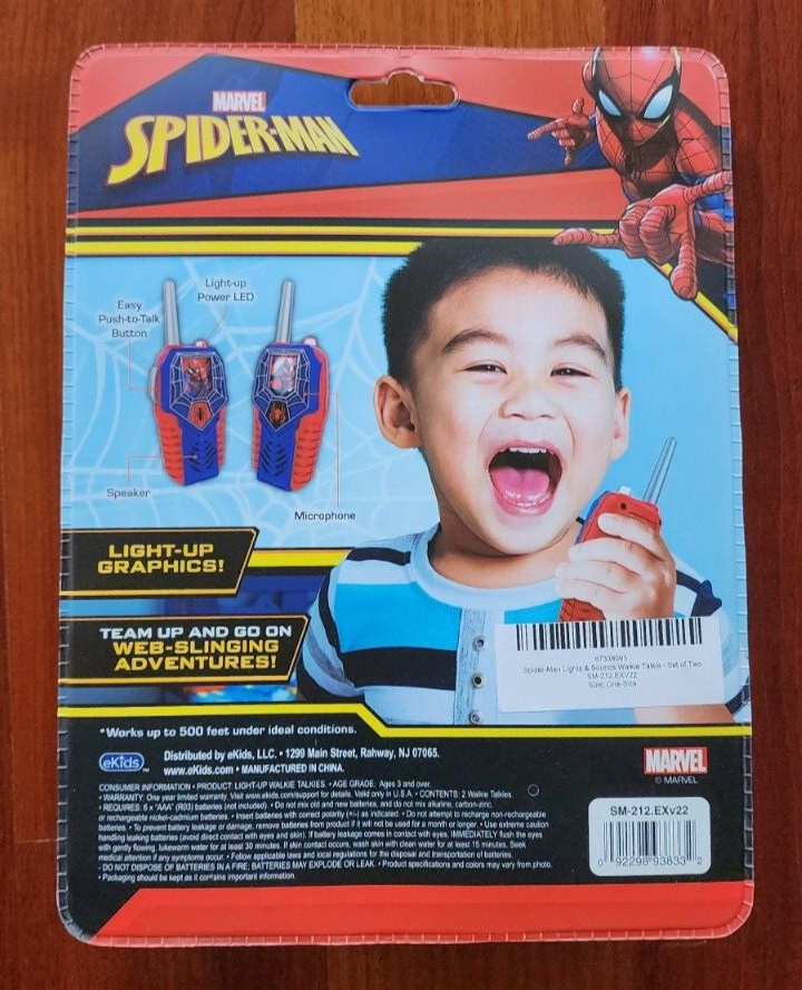Brand New - Spiderman Toy Walkie Talkies for Kids, Light-Up Indoor and Outdoor